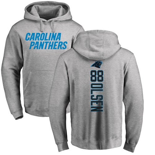 Carolina Panthers Men Ash Greg Olsen Backer NFL Football #88 Pullover Hoodie Sweatshirts->carolina panthers->NFL Jersey